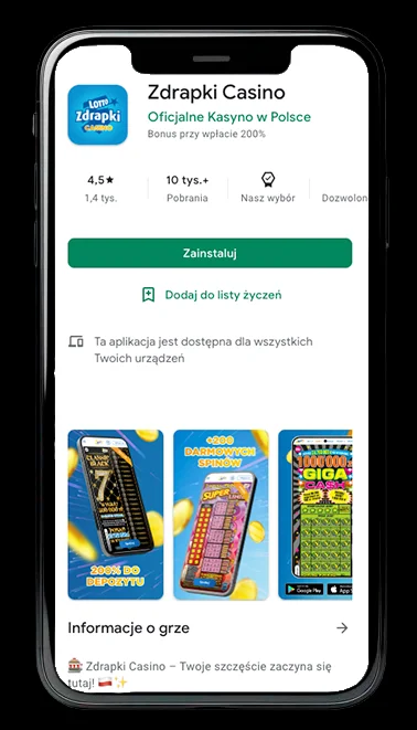 Mobile Zdrapki Kasyno app for Android and IOS
